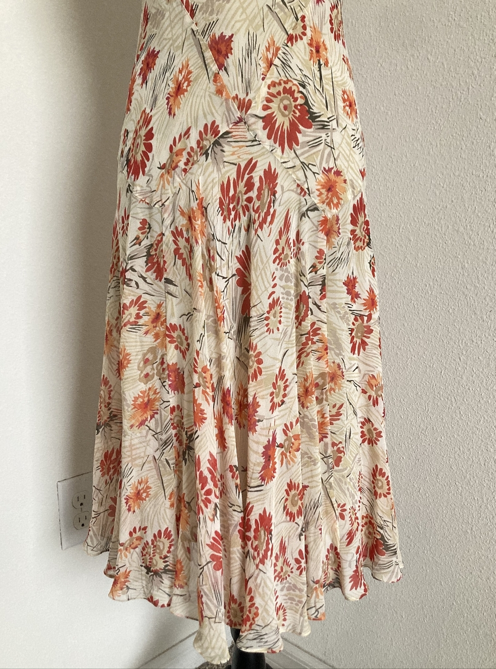 Vintage Y2K Jones New York Silk Floral Midi Dress 6P Fairy Bias cut Cottagecore - Picture 4 of 15